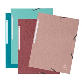 Exacompta - Ref 55270E - Pack of 4 Skandi Elastic folders - 3 Flap Pockets - in Glossy Card 400 g/m2 - Size 24 x 32 cm for A4 documents - Assorted Colours