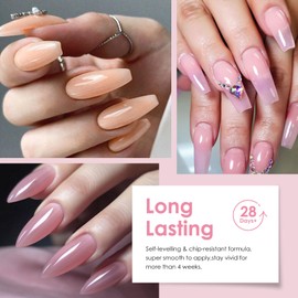 MTSSII Jelly Gel Nail Polish Set 18PCS Gel Polish Kit Blue Pink Nail Art Gift Set Clear Translucent Gel Polish Set Manicure Kit UV LED Soak Off for Home Salon Gift