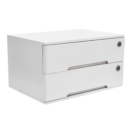 BENTFL 2-Tier Desk Organizer with Lockable Drawers, 2 Pairs of Keys, Wooden Desktop Storage Box, Categorized Storage Desktop File Cabinet(White)…