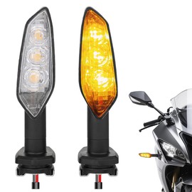LED Turn Signal Indicator Lights Compatible with Kawasaki Ninja 300 400 650 H2 ZX-25R ZX-6R ZX-10R Z400 Z900 Z1000 (A-Clear Lens)