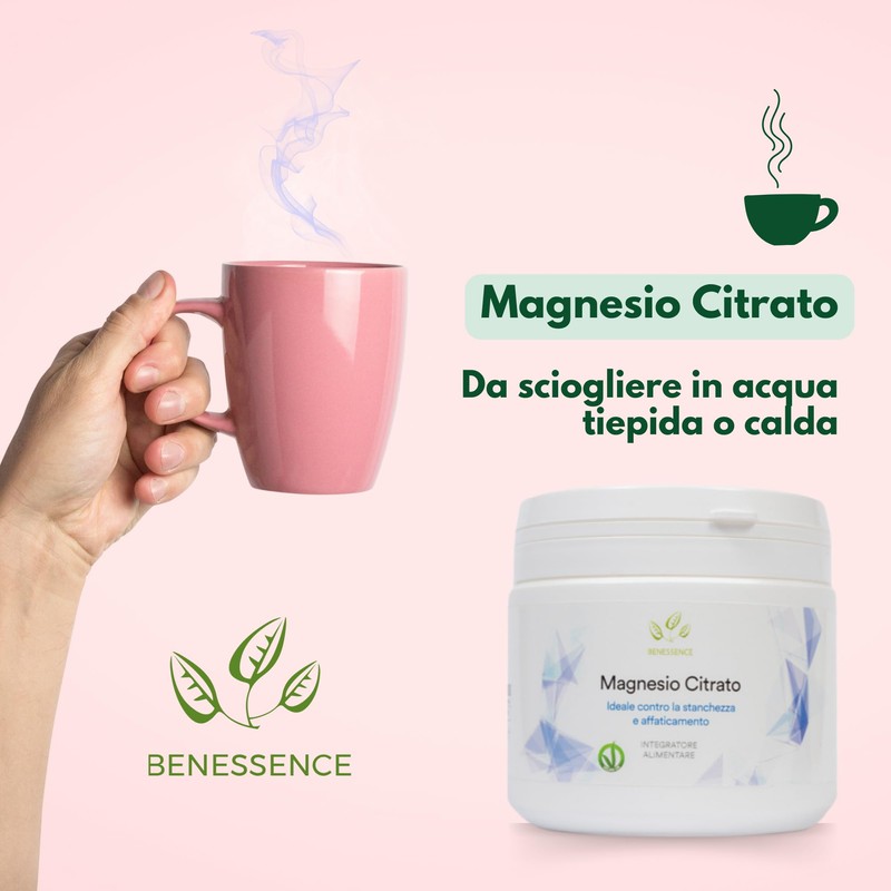 Benessence - Magnesio Citrato in Polvere solubile - 500g -