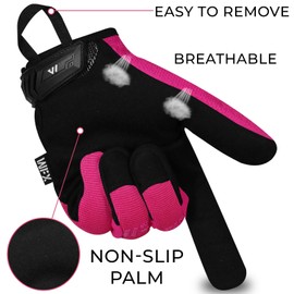 WFX Safety Work Gloves Men & Women Gardening Working Mechanic Gloves Flexible Breathable Padded Palm Protection Synthetic Leather Multi Functional Heavy Duty Construction Builder (Pink, M)