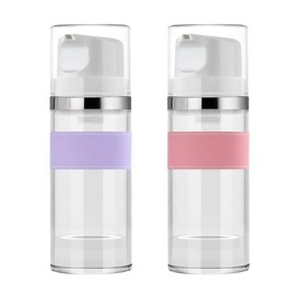2Pcs 50ml/1.7oz Clear Airless Pump Bottles Empty Refillable Travel Vacuum Makeup Cosmetic Pump Dispenser Container Vials for Lotion Cream Shampoo Toiletries