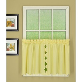Today's Curtain Orleans 24" Tier Pair Tambour Scallop Edge Curtain, Buttercup, 60 in x (W x L)