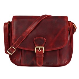 STILORD 'Violeta' Leather Shoulder Bag Women's Vintage Handbag Small Shoulder Bag Evening Bag Party Bag Leisure Bag Genuine Leather, Kara - Red, shoulder bag