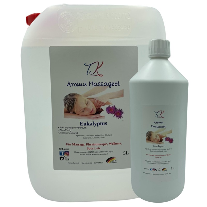1 Litre Aroma Massage Oil - Eucalyptus for Massage, Physiotherapy,