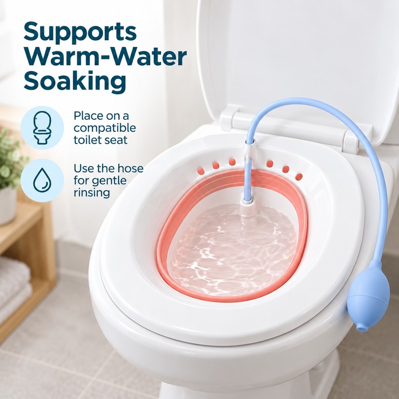 Foldable Sitz Bath Basin for Toilet Seat – Portable Plastic
