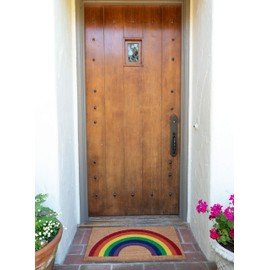 New KAF Home Coir Doormat with Heavy-Duty, Weather Resistant, Non-Slip PVC Backing | 17 by 30 Inches, 0.6 Inch Pile Height | Perfect for Indoor and Outdoor Use (Rainbow)