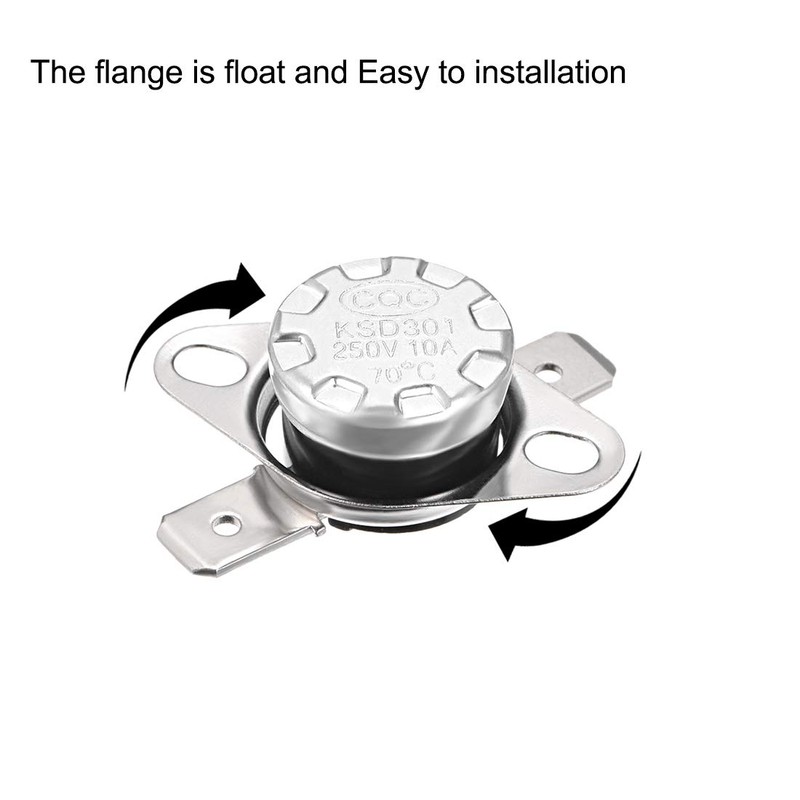 uxcell KSD301 Thermostat 70°C/158°F 10A Normally Open N.O Adjust Snap