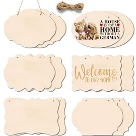 12Pcs Unfinished Wood Crafts, Rectangle-Shaped Wood Slices Wood Blank, Wood Sign Wood Plaque for Crafts, Door Hanger, Wood Burning, Painting, Children's Day Ornaments DIY Crafts, 8.8 x 5.7 Inches