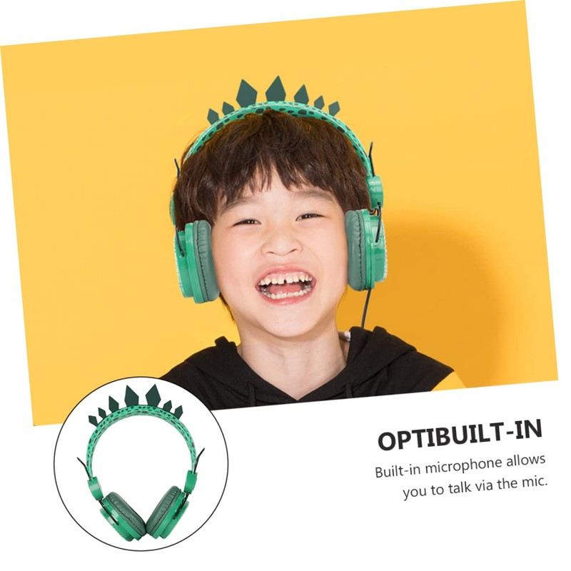 jojofuny Boy Girl Headset with Mic Soft Comfortable Dinosaur Design