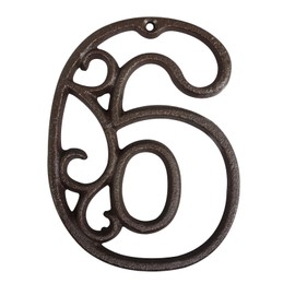Decorative House Numbers-4.6 Inch High Rustic Cast Iron Home Address Number (Number 6)