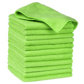 uxcell Microfiber Cleaning Cloth, 12 Pack Premium Microfiber Towels Lint Free Scratch Free High Absorbent and Reusable Cleaning Rags for Car, Household, Kitchen, Window 12" x 12" Green