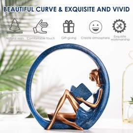 Homoyoyo Reading Girl Statue Beautiful Desktop Ornament Reading Girl Resin Statue Ornament Statues Sculptures for Women Resin Statues Living Room Home Decor Ornament