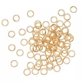 Beauticom 100 Pieces 4mm Stainless Steel Open Jump Ring DIY Connector 22K Gold Plated