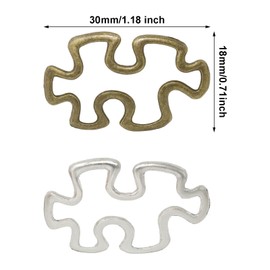 Honbay 60PCS Alloy Big Puzzle Pieces Charms Pendant Tibetan Style Jigsaw Charms Metal Linking Rings for Bracelet Jewelry DIY Craft Making (30��18mm)