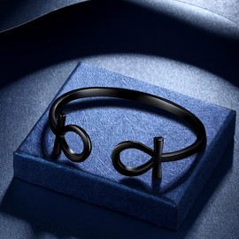 SEIHOP Ankh Cross Adjustable Bracelets Black Gun Plated Erected Ankh Cross Open Bracelet Charm Ankle for Men and Women KB0008K