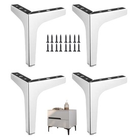 DIY Furniture Legs,Autuwintor 7" Minimalist Furniture Leg,Durable Furniture Leg,Bed Kitchen Sofa Coffee Table TV Desk Bathroom Cabinet Support Feet,Triangle with Mounting Screws,Set of 4(Silver)