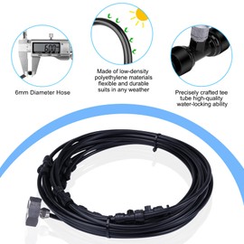 Fogland Outdoor Cooling System for Patio with 13PCS Stainless Steel Misting Nozzle 0.016 ""Orifice, 10-24UNC for Yard Umbrellas Trampolines, Black, F-MCS04-12M-B