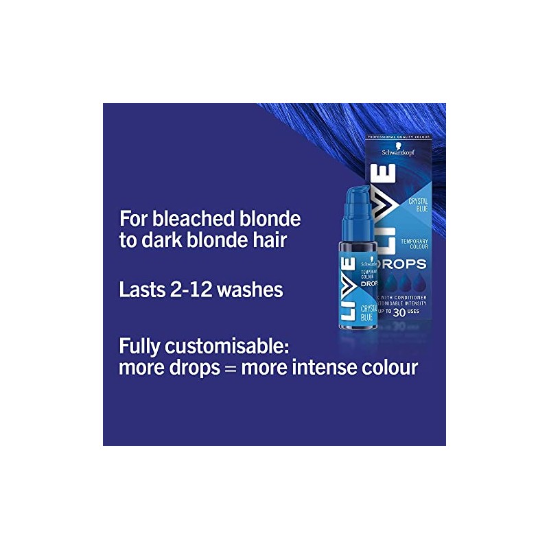 Schwarzkopf LIVE Colour Drops Vegan Semi-Permanent Blue Hair Colour, 2
