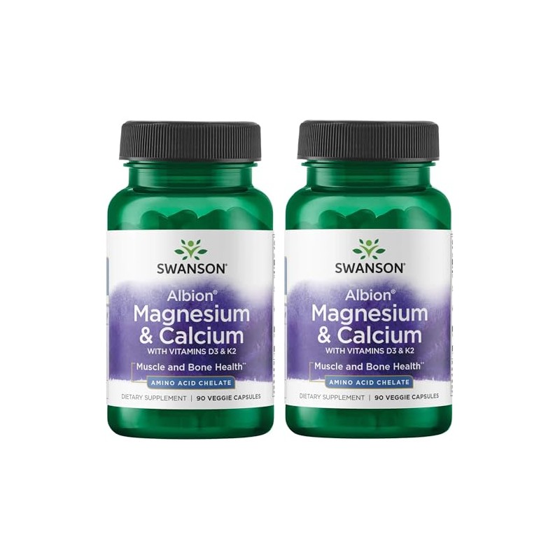 Swanson Albion Chelated Magnesium & Calcium 2:1 90 Veg Capsules
