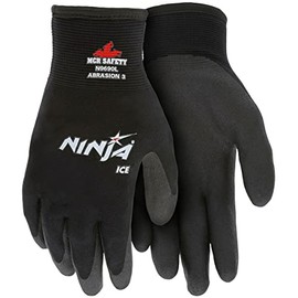 Memphis MCR Safety Ninja Ice 15 Gauge black nylon, HPT palm and fingertips Size Medium 12-Pairs