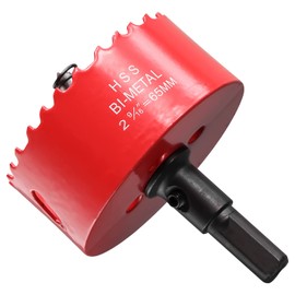 65mm Hole Saw for Wood, HSS Bi-Metal Hole Cutter for Pipe Vent, Separate Drill Bit with Hex Shank, ideal for Cutting Plasterboard, Timber, Perspex and Plastic