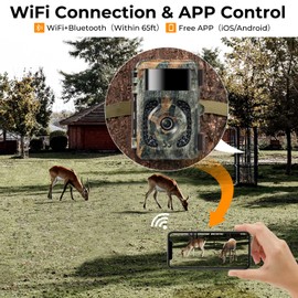 K&F Concept 4K 48MP WiFi Trail Cameras, Game Camera with Night Vision Motion Activated, Waterproof Hunting Camera with 940nm No Glow Infrared LED, 0.2s Trigger Time for Wildlife Monitoring Deer Cam