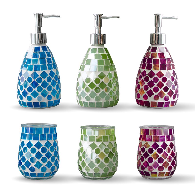 ELEGANTZ Bathroom Accessory Set – Mosaic Bathroom Accessories Set with