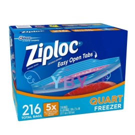 Ziploc 2 Packs Ziploc Quart Freezer Bags Heavy Duty Easy Open Tabs 216 CT Each Pack
