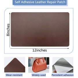 Self Adhesive Leather Repair Patch, Brown Vinyl Repair Patch Kit for Car Seat, 8×12 Inch Sofa Leather Repair Patch Furniture for Couch, Handbag, Kitchen Stools, Cabinets, Wall 2 Pcs