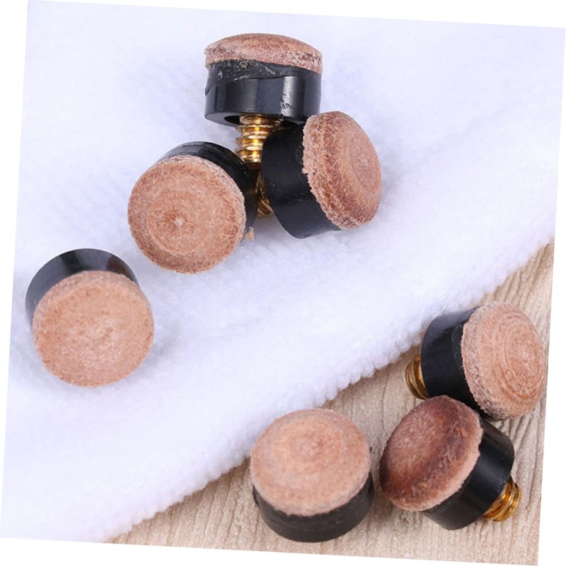 Totority 25Pcs Screw Pool Cue Tips Replacement Durable Leather Billiard