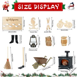 Gnome Accessories, Miniature Gnome Accessories, Gnome Footprints Stencil, Gnome Accessories Footprint, Christmas Gnome Door Set, Fireplace, Kerosene Lamp, Hoe, Haystack, Firewood, for Dollhouse