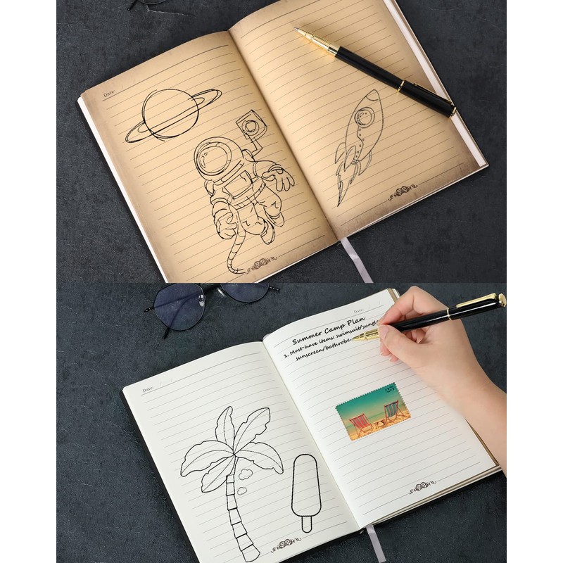 FEIDIAO Vintage Map Embossed Leather Notebook Travel Journal-Daily Notepad-Business Notebook-Drawing