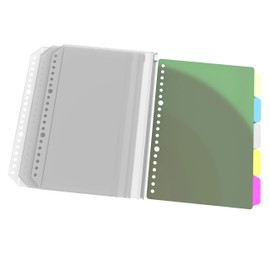 [ 3 Pcs ] A5 Size 20 Holes Binder Pockets, Zipper Binder Pouch Bags Waterproof Loose Leaf Bags & [ 1 Set ] A5 Size 20 Holes Colorful Index Page Tab Document Classification (Support, 3+1)