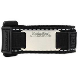MEDICALERT Reflective Band Medical ID Bracelet for Men and Women w/24-7 Emergency Health Record - Black - Small