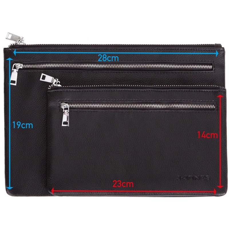 Leather Bank Bag with Zip Wallet Document Folder Letter Folder,