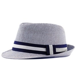 thuizen Hawaiian Panama Mediterranean Straw Fedora Visor Hat, Navy