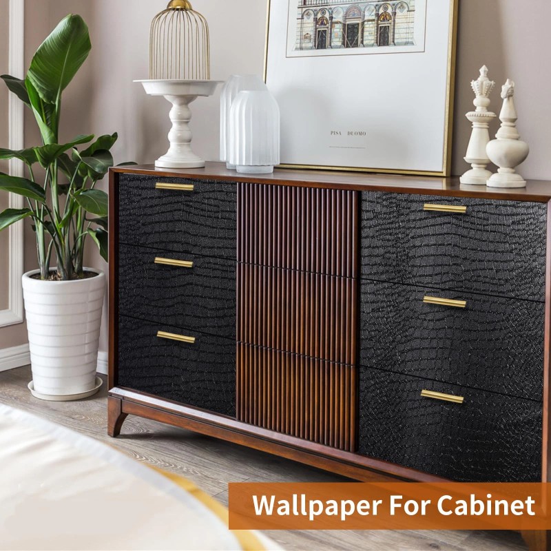 Kimhan Black Peel and Stick Wallpaper Removable Crocodile Self Adhesive