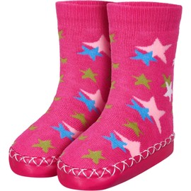 Playshoes Girls' Hüttenschuh Sterne Socks, Pink, 1-2 (Size:19-22/1-2 Years)