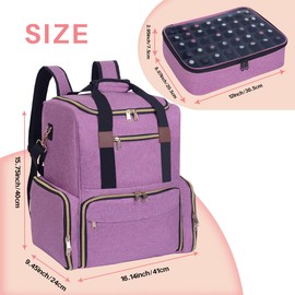 UOZL Nail Polish Organizer Backpack Holds 80 Bottles and a Nail Lamp Supplies with 2 Removable Cases Storage Bag Professional Travel Case for Manicurist (Purple)