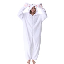 Unpifolov Persian Cat Pajamas Unisex Animal Jumpsuit Adult Cosplay Costumes White M