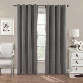 Eclipse Nadya Solid Thermal Insulated Single Panel Grommet Top Darkening Curtains for Living Room, 52" x 84", Smoke
