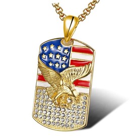 Dreuyet American Flag Necklace for Women Vintage Hawk Eagle USA National Flag Pendant,Flying Bald Eagle Pendant Necklace for Men, Viking Animal Necklace Jewelry, Zinc, unknow