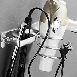 Soporte Para Secador De Pelo, Gabinete Montaje En Pared Cuidado Del Cabello Y Herramienta De Peinado Organizador Estante De Aluminio Secador De Pelo Estante Organizador Soporte Soporte Para BañO Hogar