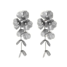 Large Flower Earrings for Women Gold/Silver Long Statement Earrings Hollow Out Floral Dangle Earrings Boho Vintage Jewelry(Silver Flower A)