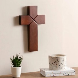 Cruz De Madera Para Pared Marca Vianney Color Marrón