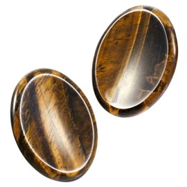 Nupuyai 2 Pieces Natural Tiger's Eye Stone Gemstone Thumb Stone Massage Stone Worry Stone Pocket Stone Crystal Set for Reiki Healing Chakra Stones Decoration (45 x 35 x 7 mm)