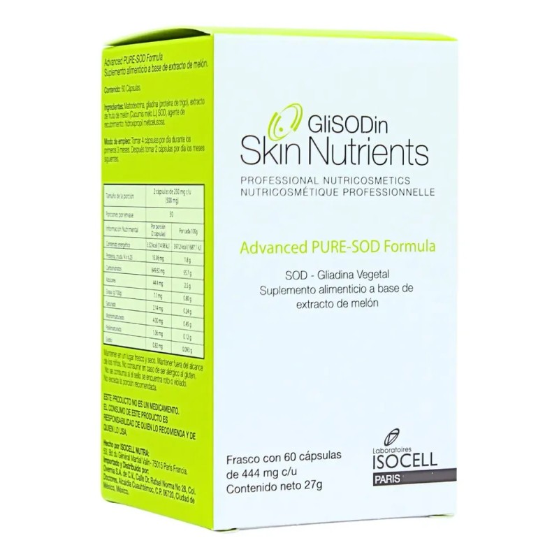 Glisodin Skin Nutrients Advanced Pure-SOD Suplemento Hipoalergénico 60 Cápsulas Hidratación