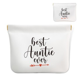 Aunt Birthday Gifts - Best Auntie Ever - Leather Makeup Pouch Cosmetic bags for Women, Small Travel Toiletry Bag Makeup Organizer Bag, Aunt Gifts from Niece, Nephew, Gifts for Best Friend Woman